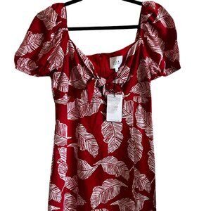 J.O.A. Red Leaf Print Dress